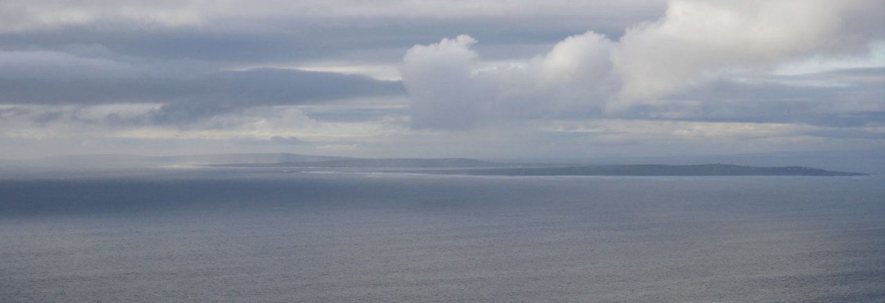 Atlantic Ocean and The View Of All Three Aran Islands - From The Right (nearest) Inis Oírr, Inis Meáin, Inis Mór